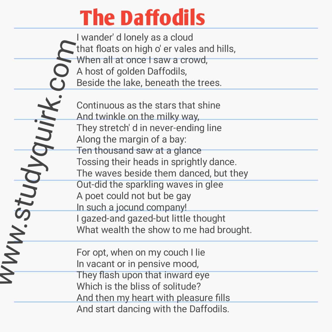 Daffodils poem by William Wordsworth StudyQuirk
